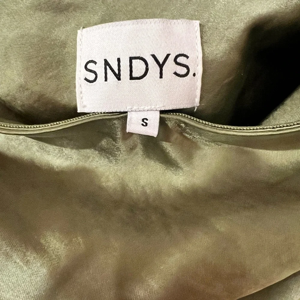 Angelina Neck Tie Olive Satin Maxi Dress - Picture 4 of 6